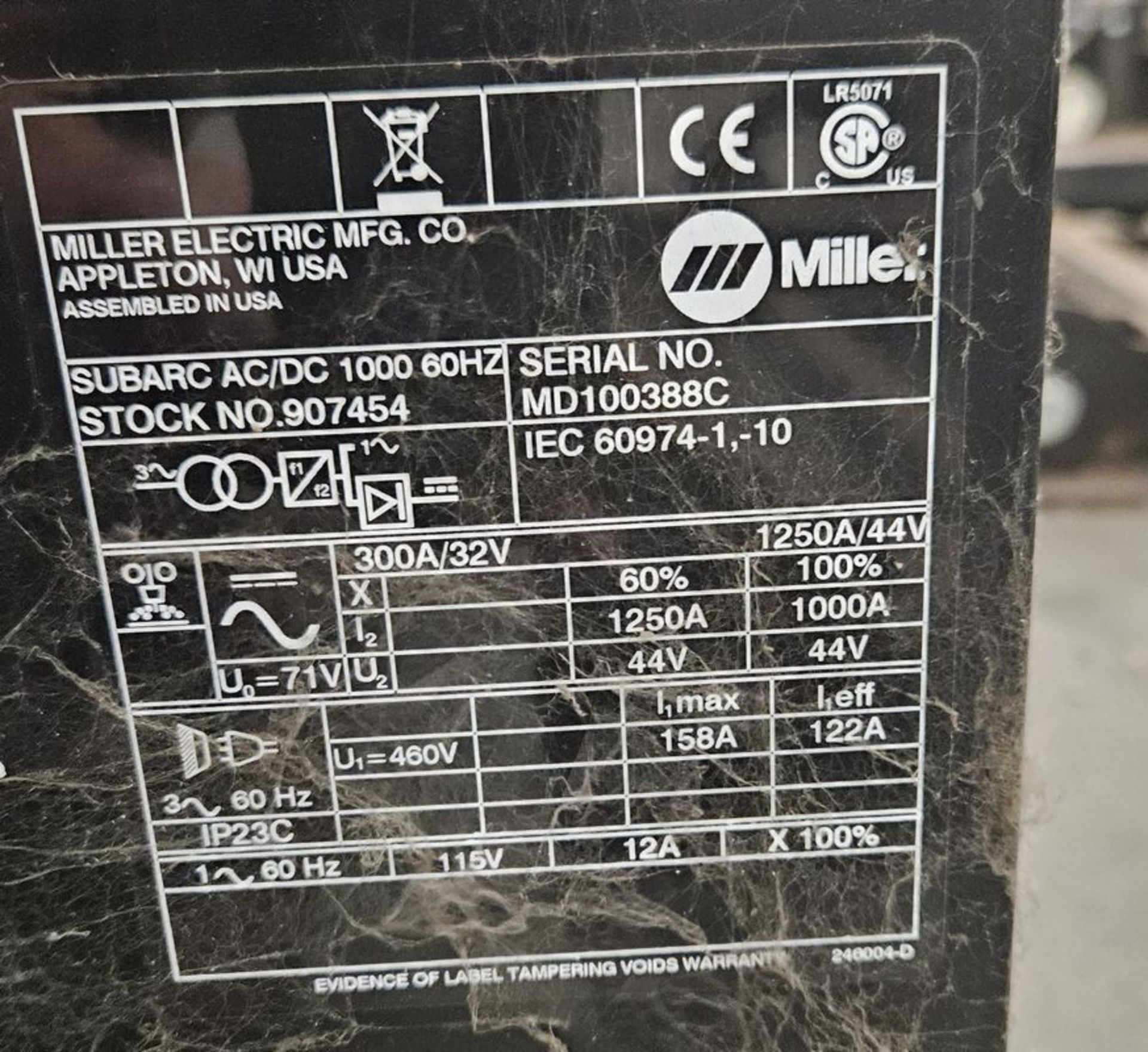 Miller Subarc AC/DC 1000 Welding Power Supply, S/N MD100388C w/ HDC ...
