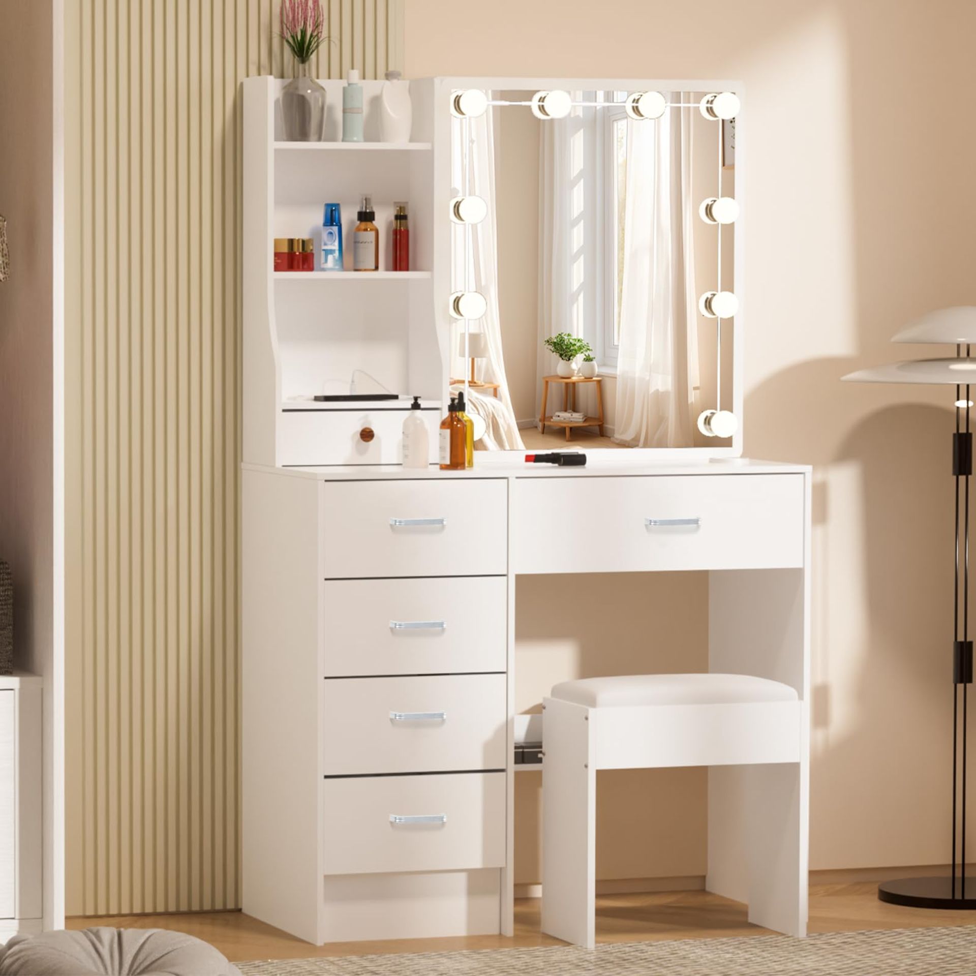 RRP £203.32 Saimeihome Dressing Table with Dimmable Lighted Mirror