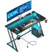 RRP £77.94 ODK Gaming Desk with LED Lights & Power Outlet
