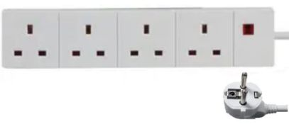 RRP £23.87 ShaniTech 4 Gang Way Travel Adaptor Extension Lead