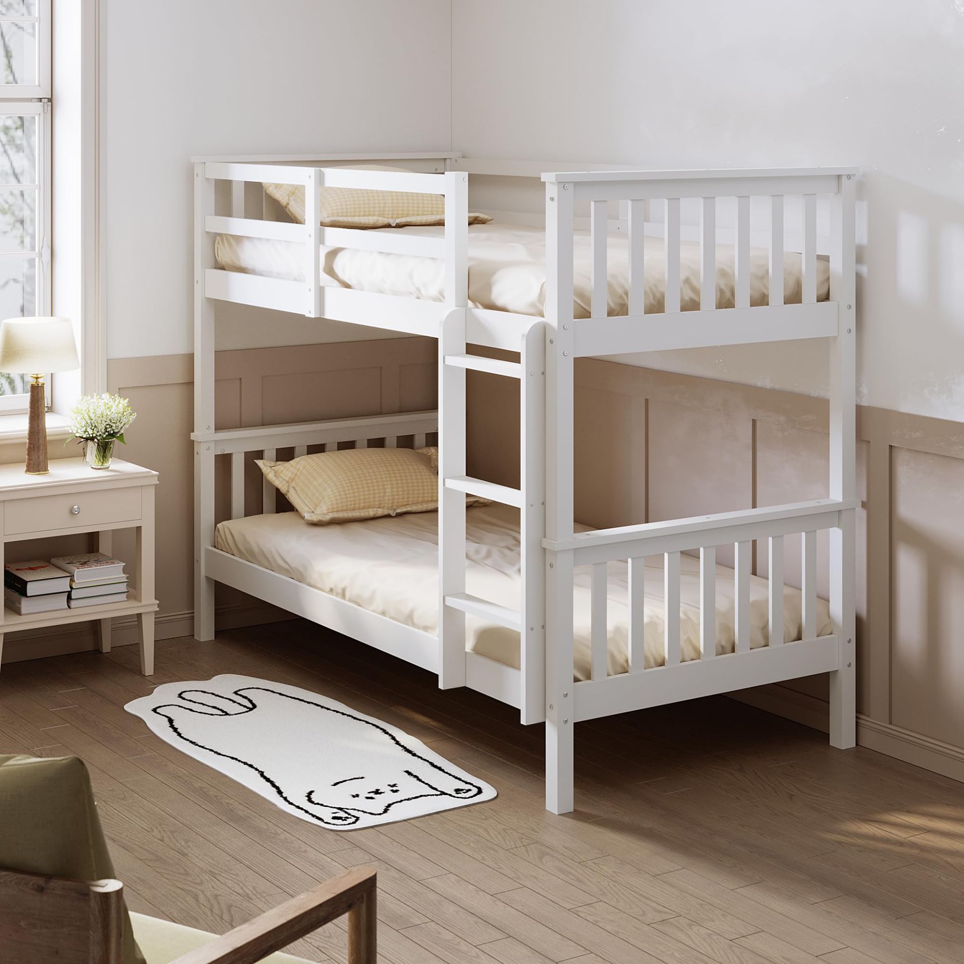 ELEGANT Single 3ft Solid Wood Gemini Bunk Bed with Guard Rail(vertical ...