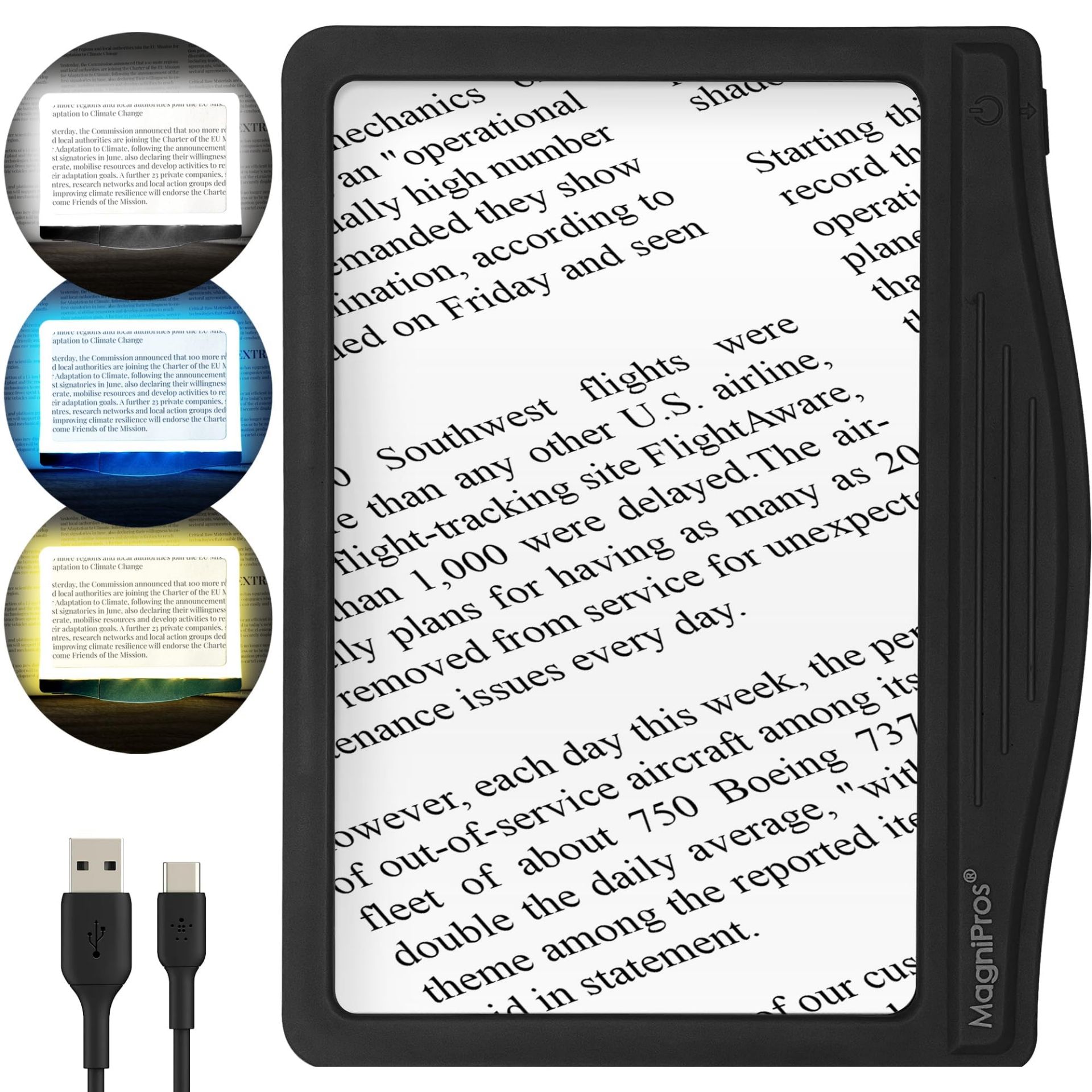 [Rechargeable] 3X Large Ultra Bright LED Page Magnifier with 12 Anti ...