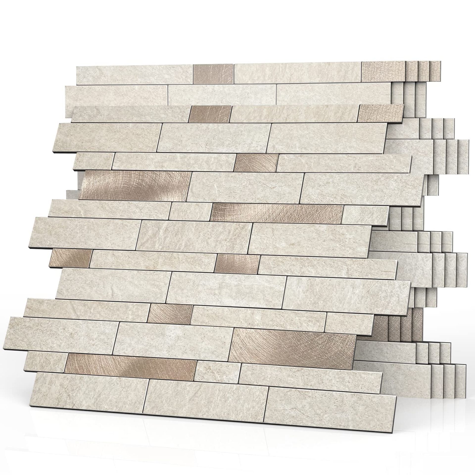 RRP £48.98 BeNice 3D Brick Tile Stickers Peel and Stick Wall Tiles Stone Effect Textured