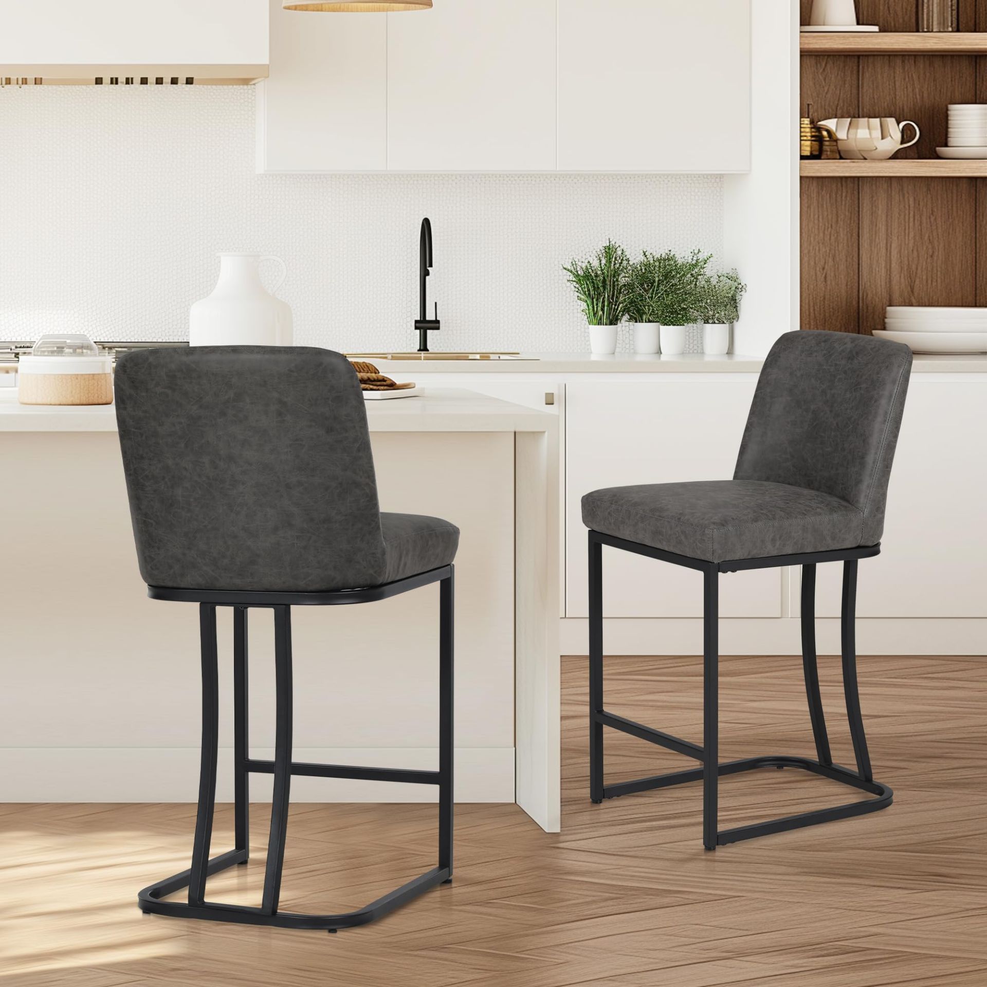 RRP £88.19 ALPHA HOME Set of 2 Bar Stools Breakfast Chair Pu Leather