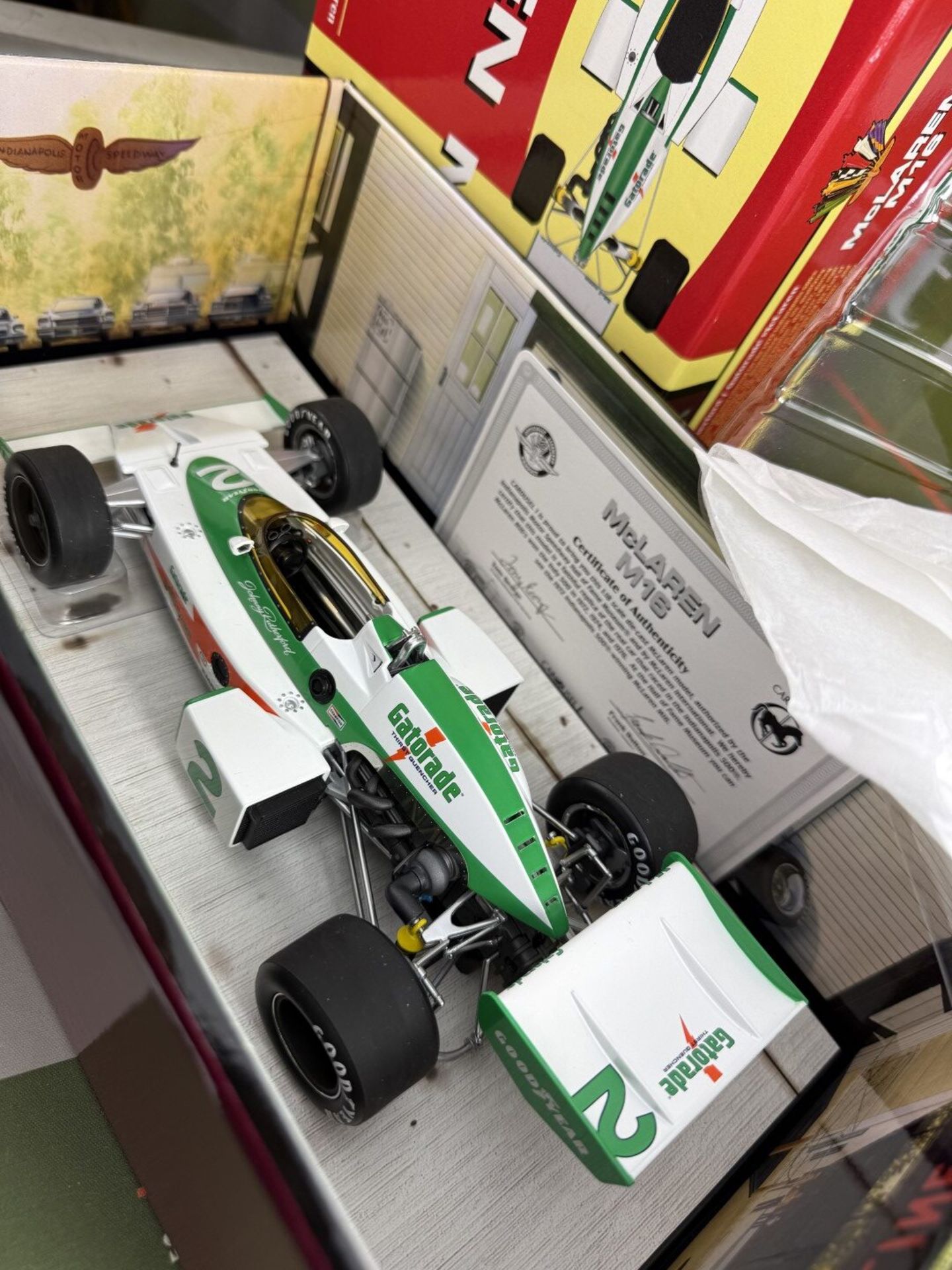 Carousel 1 AAR McLaren M16 1975 Indi 500 J. Rutherford.1:18 - Image 4 of 6