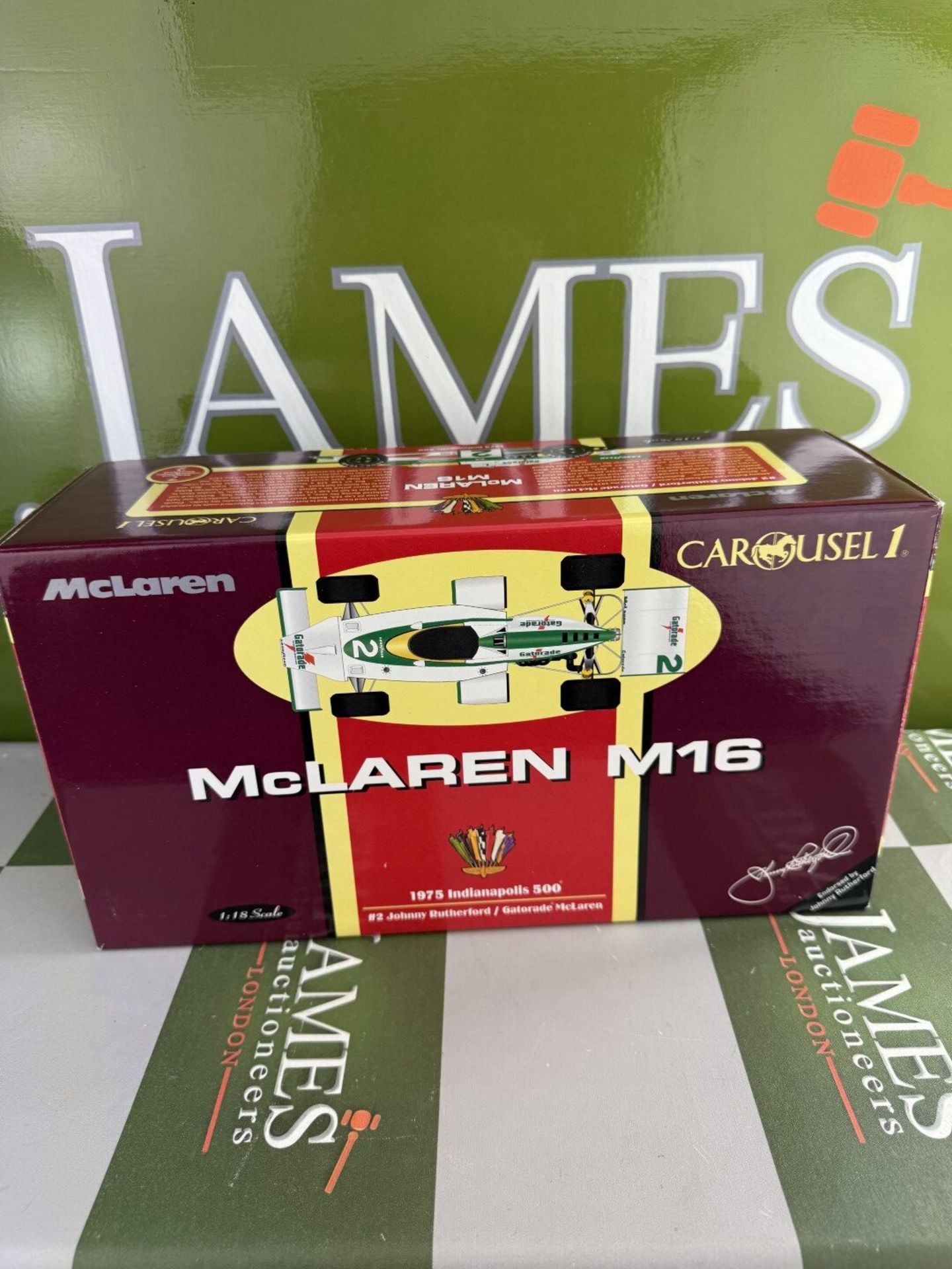 Carousel 1 AAR McLaren M16 1975 Indi 500 J. Rutherford.1:18 - Image 2 of 6