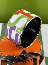 Hermes Paris Wide Ceramic & Monogram Bangle-Rare Example