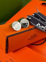 Hermes Paris Serie Cufflinks Gold Round Classic Monogram Cufflinks