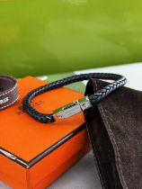 Herms Paris Black Leather Goliath Gents Bracelet