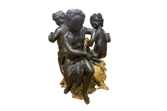 Exceptional antique French bronze and ormolu epergne or centrepiece with three cherubs, H 36cm - Image 3 of 8