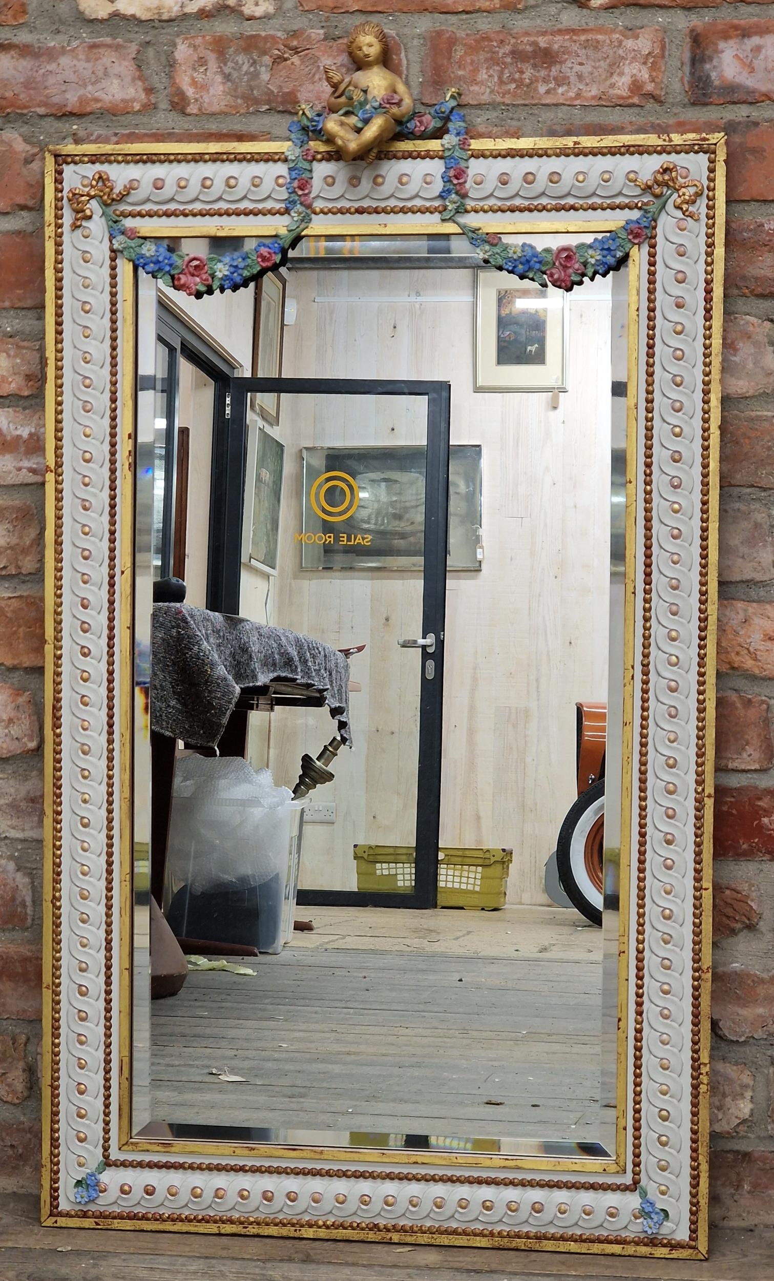 Antique wall mirror with che…