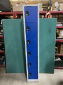 Blue 6 Door Locker Unit With Grey Frame With Keys