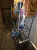 Wire rack with assorted supplies