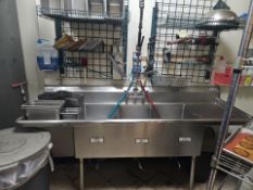 Three compartment sink with pre-rinse