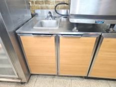 Duke stainless steel table cabinet with inset sink
