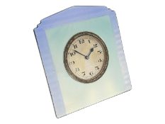 Tischuhr: ausgesprochen schöne "Pendule de Bureau" mit Emaillegehäuse, Sterlingsilber, Art déco, Hal