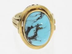 Ring: handgefertigter Türkis-Goldschmiedering