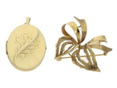 Brosche/Nadel: vintage Goldschmiedebrosche und ein Medaillon, 14K Gold