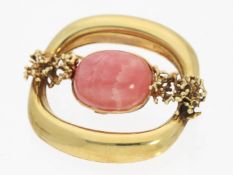 Brosche/Nadel: dekorative vintage Goldschmiedebrosche mit einem Rhodochrosit