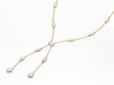 Kette/Collier: feines und modernes Designer-Mittelteil-Collier, Bicolor