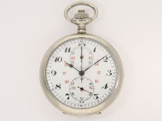 Taschenuhr: Auricoste Beobachtungsuhr, franz. Militär, Chronograph, mit Originalbox, 2.WK.