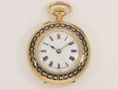 Taschenuhr: hochfeine 18K Gold/Emaille Damenuhr Sickley Glasgow um 1910