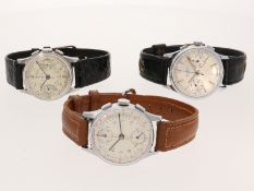 Armbanduhr: Konvolut von 3 interessanten Chronographen um 1950