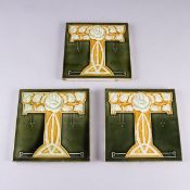 3 Jugendstil Fliesen - Rose. Norddeutsche Steingutfabrik, Grohn-Vegesack bei Bremen (N.St.G), um 190