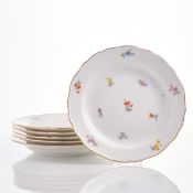 6 Speiseteller - Streublümchen. Meissen 1970-1971.