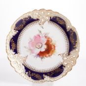 Jugendstil Durchbruchteller - Blumen: Anemone. Nymphenburg 1890-1894.