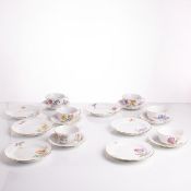 6 unterschiedliche Teegedecke - Blumenmalerei, Staatliche Porzellan Manufaktur, Meissen 1924-1934 un