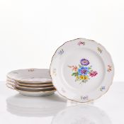 5 Kuchenteller - Blume 5. Meissen 1966.