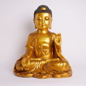 Großer Bronzebuddha mit Qianlong-Marke