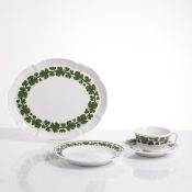 Teegedeck und Tablett - Voller grüner Weinkranz / Weinlaub, Staatliche Porzellan Manufaktur, Meissen