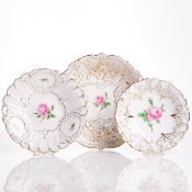 3 unterschiedliche Prunkschalen - Rote Rose, Staatliche Porzellan Manufaktur, Meissen 1924-nach 1980