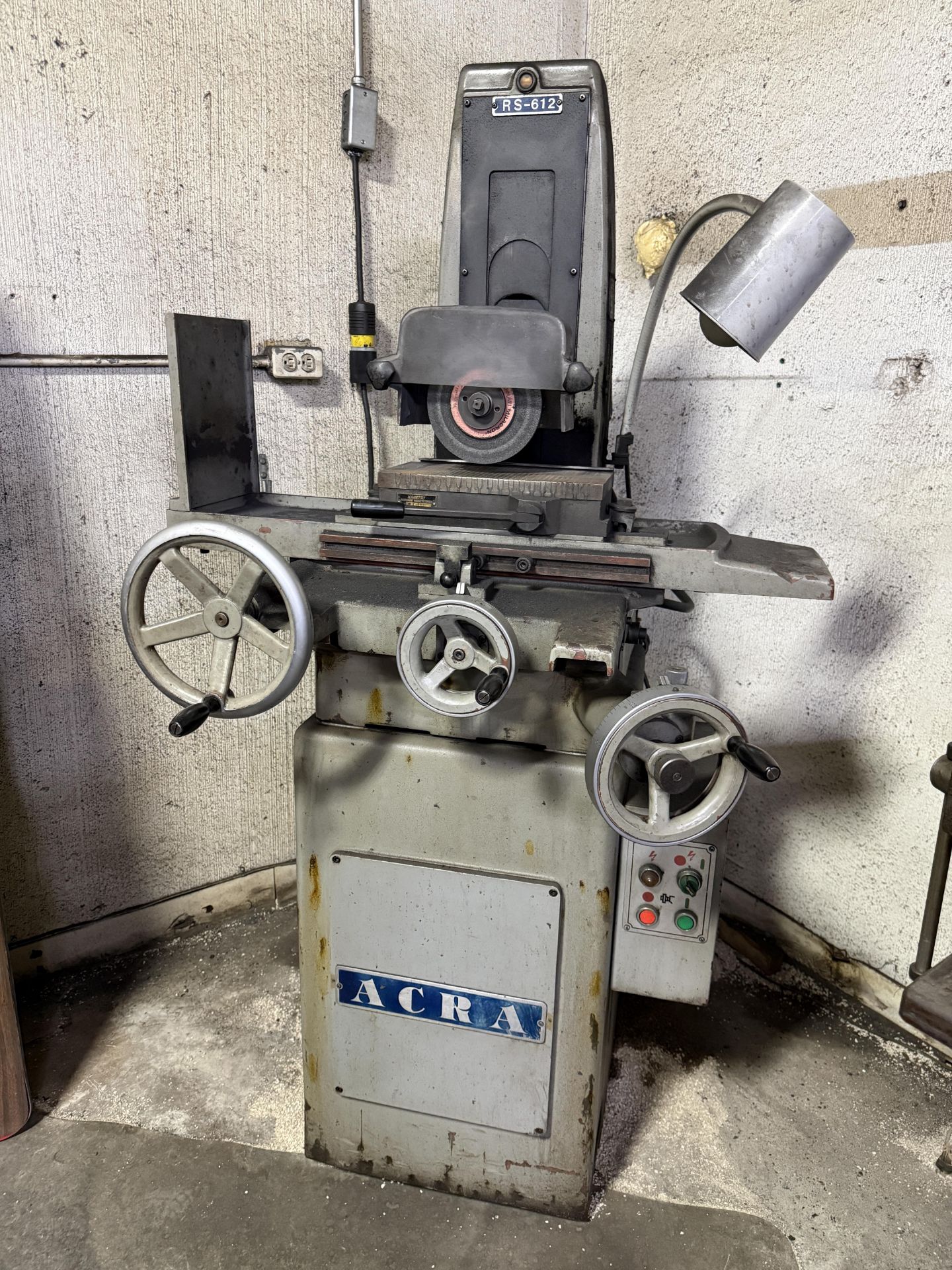 Acra RS-612 Surface Grinder With Kanetsu Magnetic Chuck & Box of Replacement Grinding Wheels