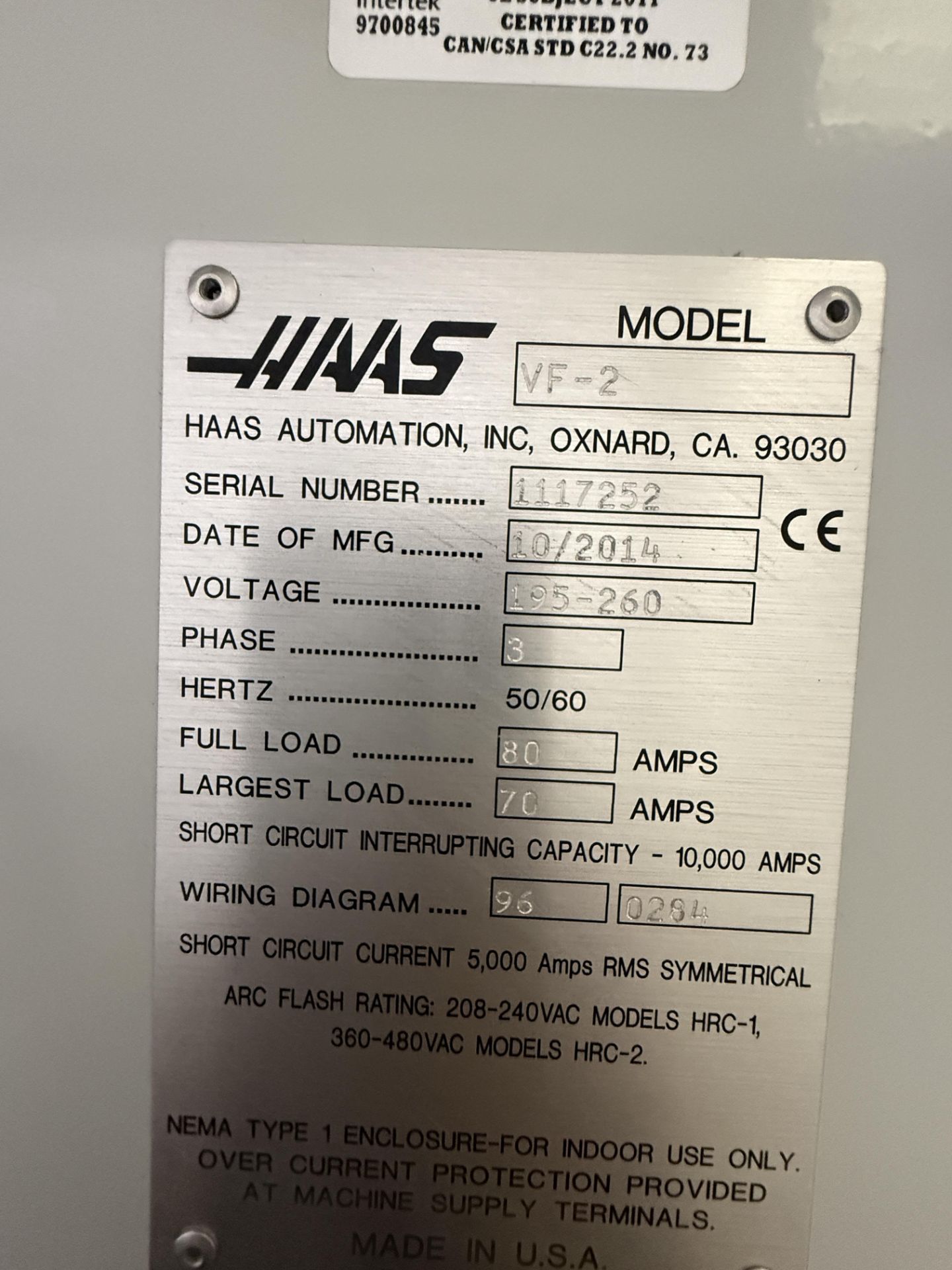 2014 Haas VF-2 CNC Vertical Machining Center, 20+1 Tool Changer, Haas Control, Chip Auger, HIL, P- - Image 13 of 28