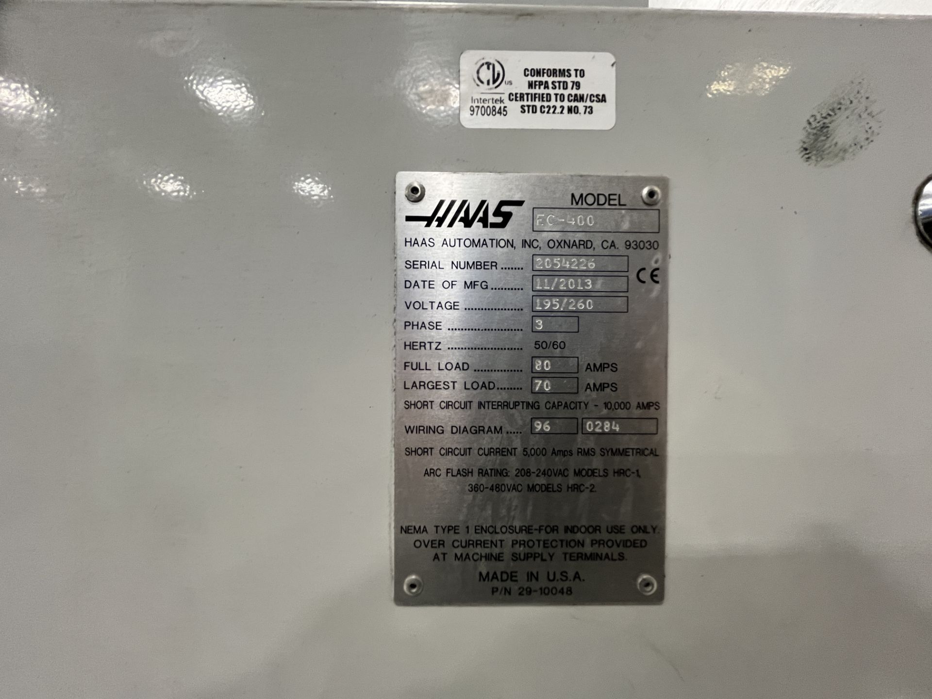 2013 Haas EC 400 Horizontal Machining Center, Dual 400MM Pallets, 12,000 RPM Spindle, CAT 40, 20" - Image 6 of 6