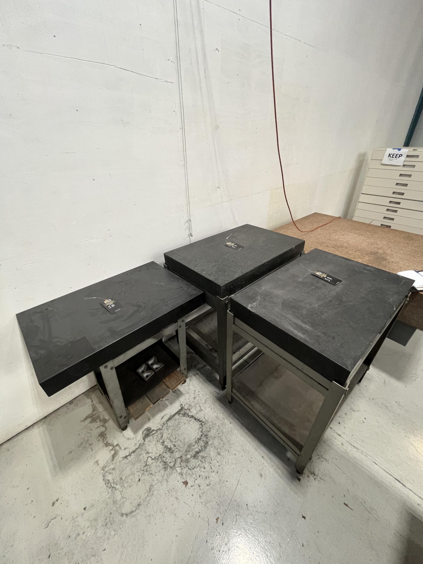 (3) Black Granite Inspection Tables on Heavy Duty Stands