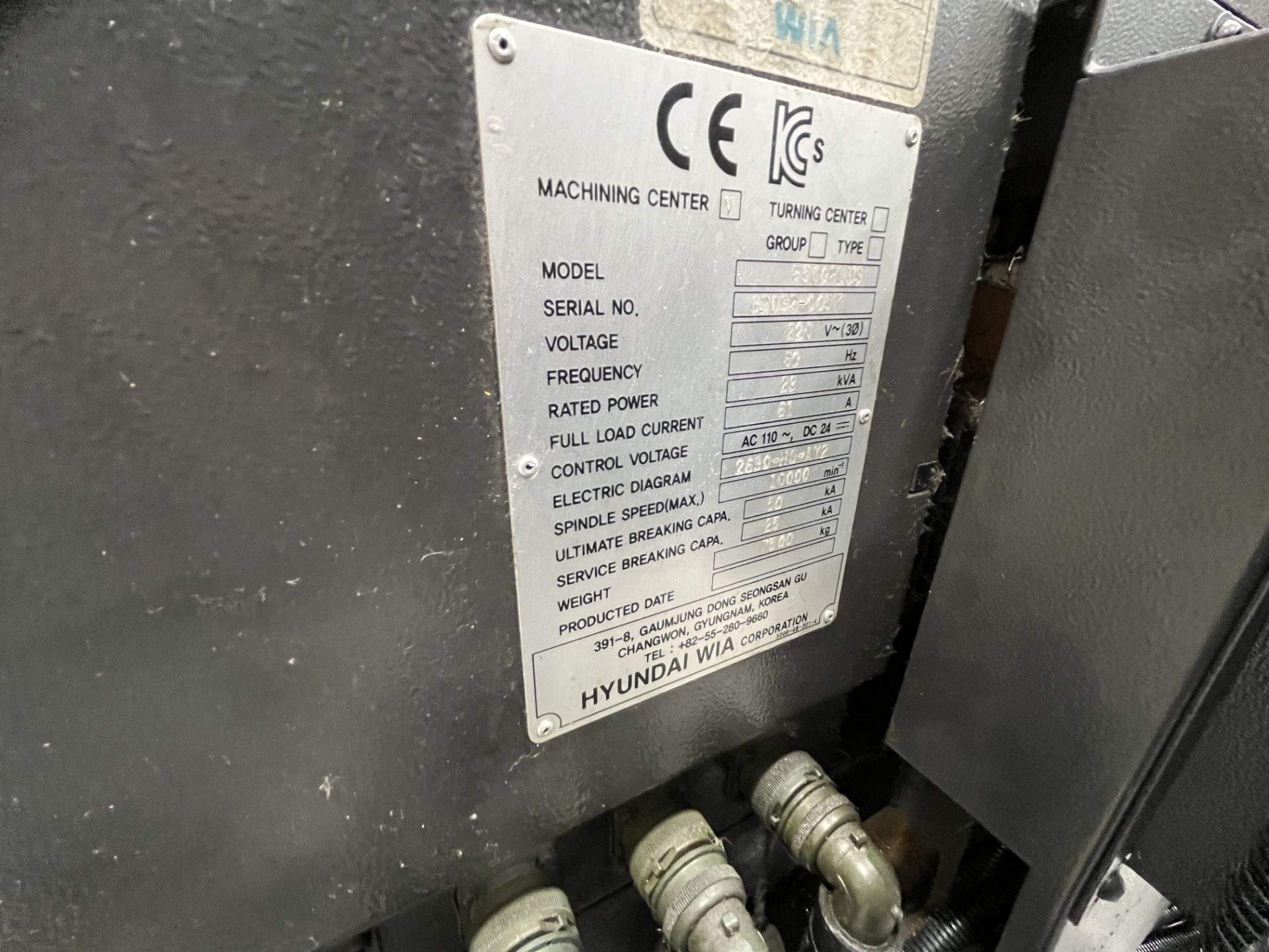 Hyundai Wia F 500 Vertical Machining Center, 42" X 20" X 25" X,Y,Z Travels, 10,000 RPM Spindle, - Image 5 of 5