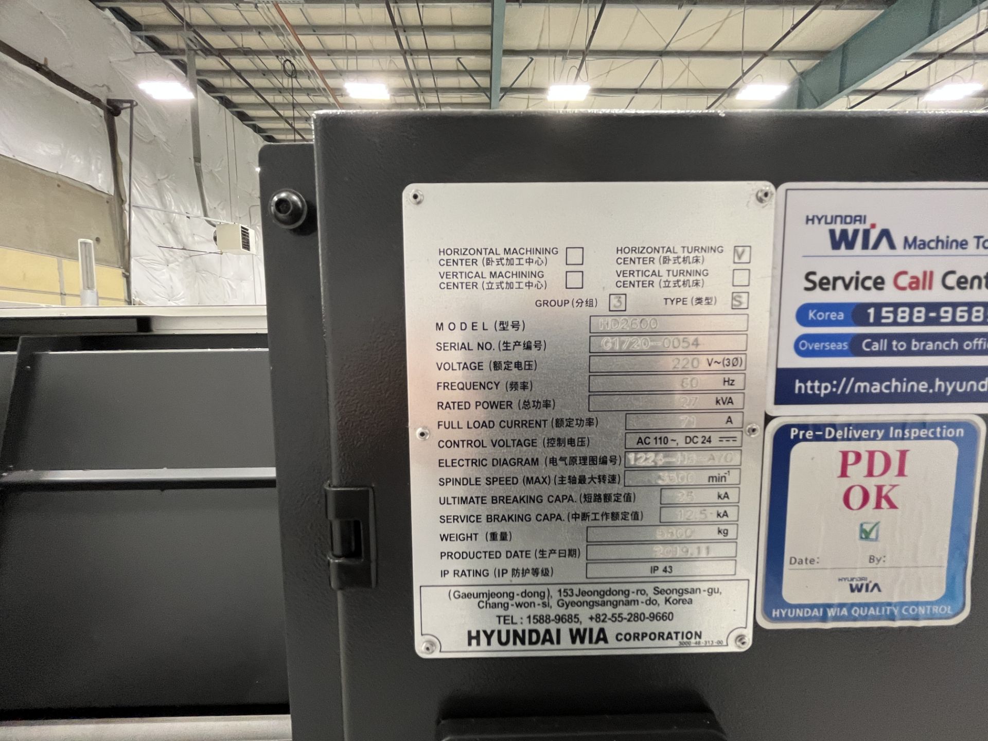 2019 Hyundai Wia HD2600, CNC Lathe, 10" Chuck, 3.2" Bar Capacity, 18.1" Turn Diameter, 3500 RPM - Image 7 of 7