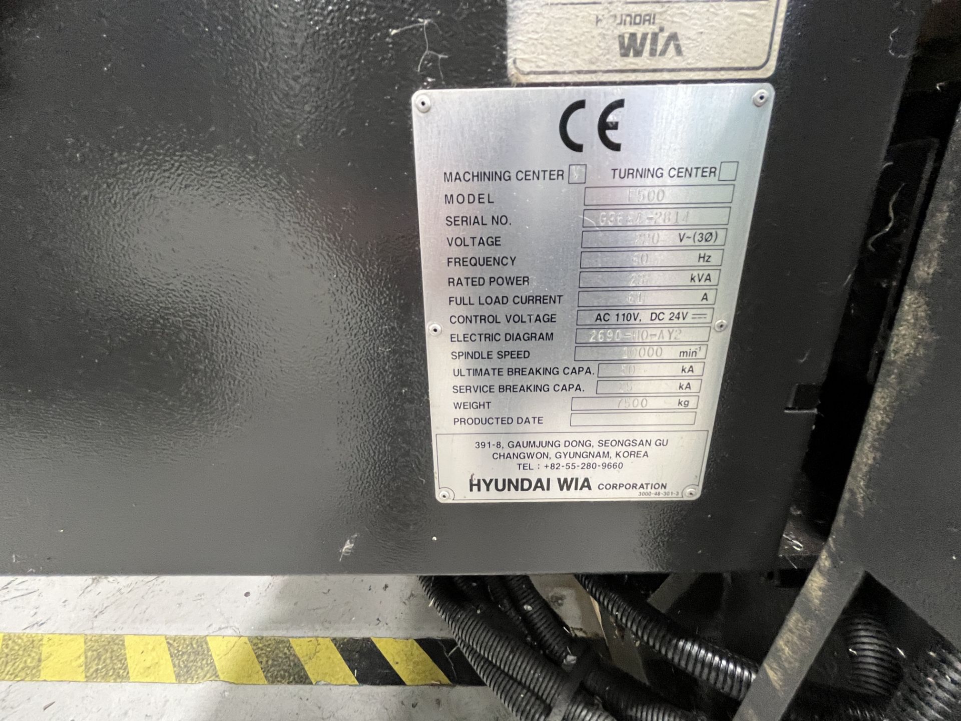 Hyundai Wia F 500 Vertical Machining Center, 42" X 20" X 25" X,Y,Z Travels, 10,000 RPM Spindle, - Image 8 of 8