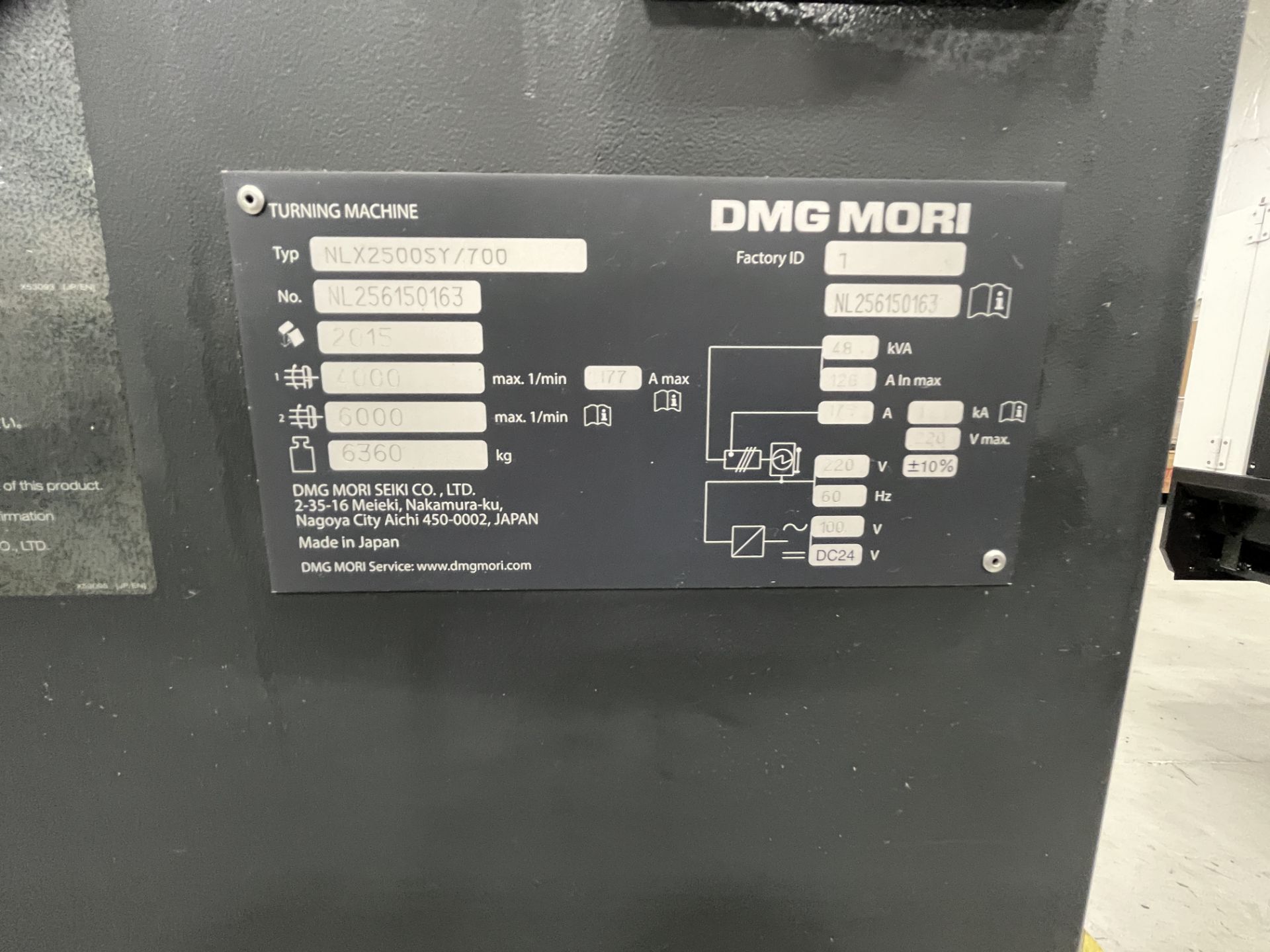 2015 DMG MORI NLX2500SY, CNC Lathe, LIVE TOOLING, Y-AXIS, SUB-SPINDLE, 10" Chuck - Image 6 of 7