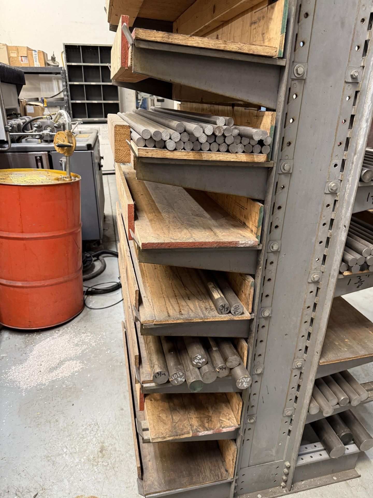 17 Tier Material Rack Full of Steel & Aluminum Bar Stock Various ...