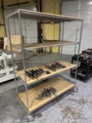 4 Tier Heavy Duty Rolling Wire Rack 60" x 24" x 78" (no contents, tool holders not included)