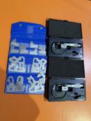 (2) Mitutoyo 0-1" x .0001" Micrometer & Radius Gage Set