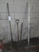 Shovel, Pitch Fork, Pick-Ax and PVC Tube