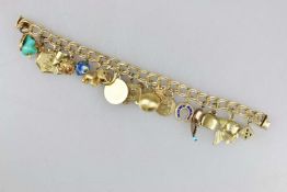14K GG Bettelarmband mit 18 Charms