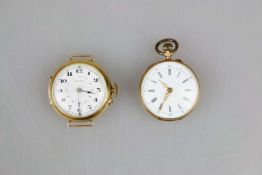 2 kleine Taschenuhren, 14K und 18K GG