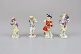 MEISSEN, Kinderfigur mit Affe und 3 Amoretten